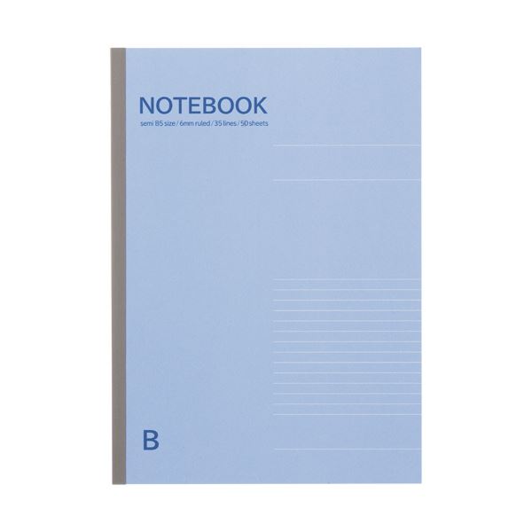 （まとめ）TANOSEE ノートブック セミB5 B罫6mm 50枚 ブルー 1セット（10冊） 【×5セット】 青 送料無料