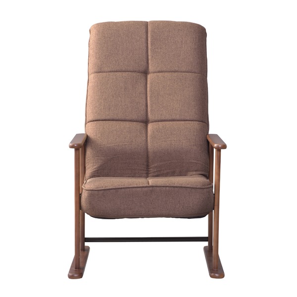 パーソナルチェア (イス 椅子) 高座椅子 (イス チェア) 幅56cm M ブラウン 木製 金属 スチール リクライニング 肘付き 高さ調節 折りたた