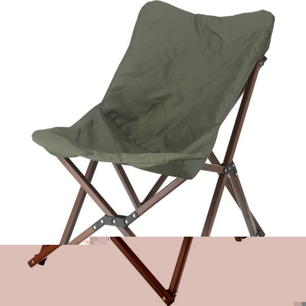 アウトドアチェア (イス 椅子) 約幅55×奥行70×高さ80cm オリーブ 折りたたみ式 アルミ ポリエステル リラックスチェア アウトドア キャ