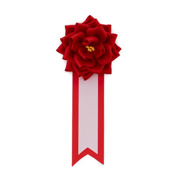 (まとめ) 記章 小リボンバラ 赤 【×20セット】 鮮やかな赤の小さなリボンバラが、愛らしさと華やかさを演出 20セットでお得にご提供 贈