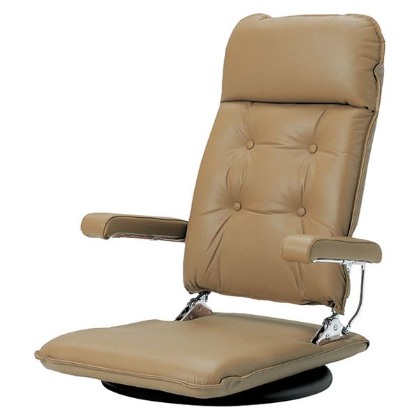 MFR-本革 レザー 座椅子 (イス チェア) フロアチェア (イス 椅子) ライトブラウン 【完成品】 茶 送料無料