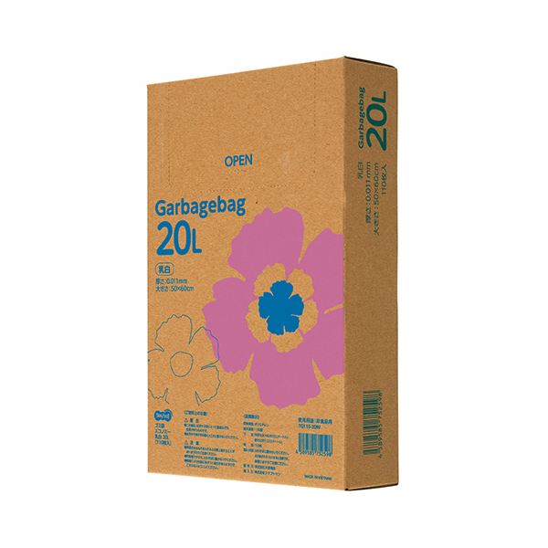 TANOSEE ゴミ袋エコノミー乳白半透明 20L BOXタイプ 1セット（2200枚：110枚×20箱） 送料無料