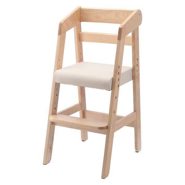 ベビーチェア (イス 椅子) 子供椅子 (イス チェア) 幅35×奥行41×高さ74.5cm ナチュラル 木製 合皮 フェイクレザー 高さ調整可 プレゼン