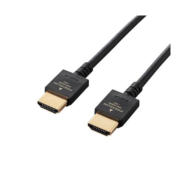 HDMIケーブル 配線 /Premium/やわらか/1.0m/ブラック DH-HDP14EY10BK 黒 クセが少なく、取り回しのしやすい、柔軟性抜群のブラックHDMIケ