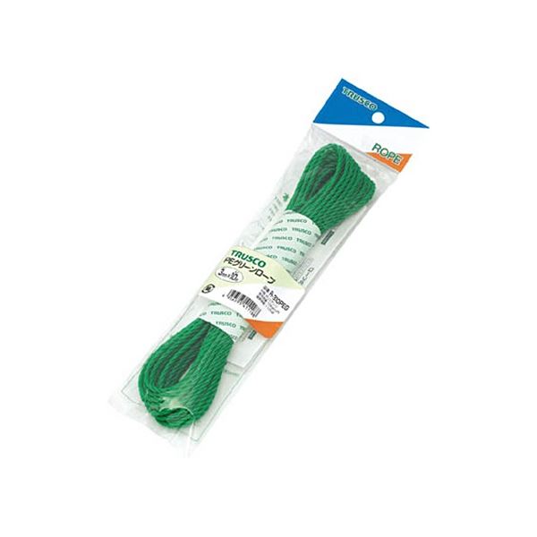 (まとめ) TRUSCO ポリグリーンロープ 4mm×10m 袋入 緑 R-410PEG 1巻 【×5セット】 緑 送料無料