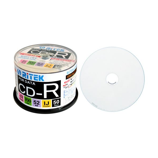 （まとめ）RITEK データ用CD-R 700MB1-52倍速 ホワイトワイドプリンタブル スピンドルケース CD-R700EXWP.50RT C1パック(50枚) 【×3セッ