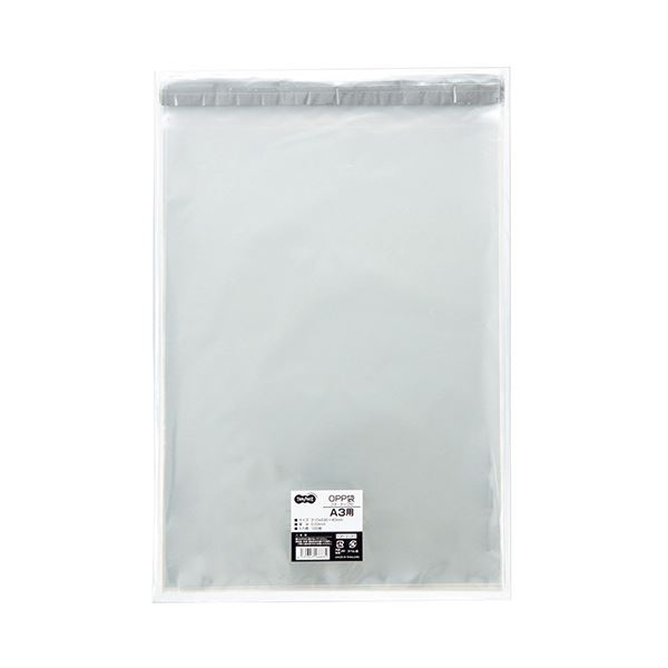 (まとめ) TANOSEE OPP袋 フタ・テープ付A3用 310×430+40mm 1パック（100枚） 【×10セット】 送料無料