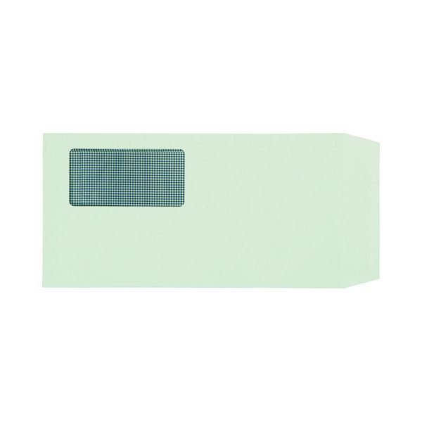 (まとめ) TANOSEE 窓付封筒 裏地紋付 長3 80g／m2 グリーン 1パック（100枚） 【×10セット】 緑 緑の風を運ぶ、紋章の舞台 窓付封筒、長