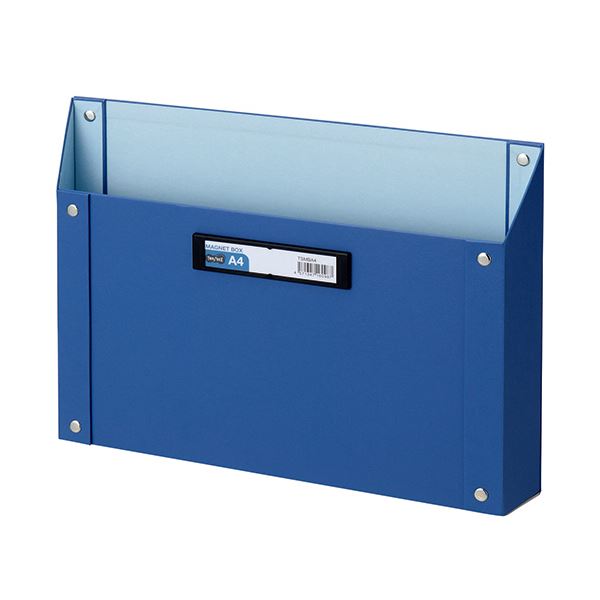 (まとめ) TANOSEE マグネットボックス（貼り表紙） A4サイズ 青 1個 【×10セット】 整理整頓の達人に贈る スマートなデスク整理グッズ A