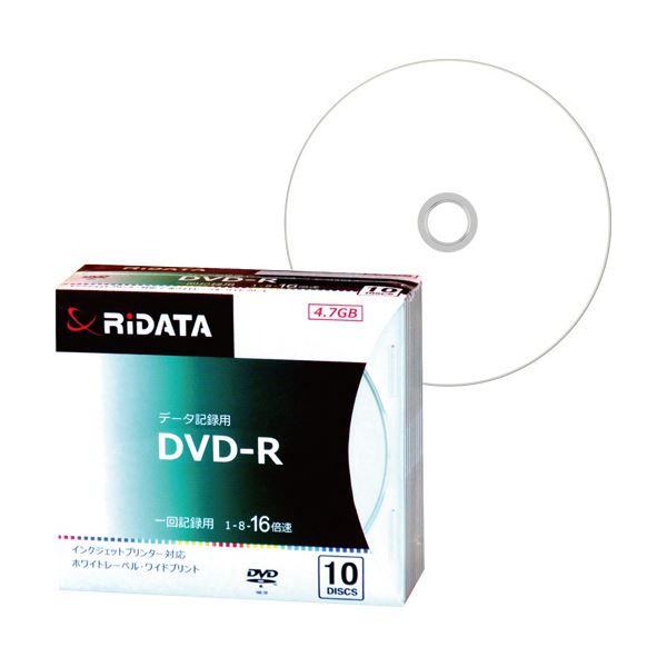 (まとめ) RiDATA データ用DVD-R4.7GB 1-16倍速 ホワイトワイドプリンタブル 5mmスリムケース D-R16X47G.PW10P SC B1パック(10枚) 【×10