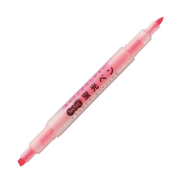 (まとめ) TANOSEE キャップが外しやすい蛍光ペン ツイン ピンク×10本 【×10セット】 簡単に外せる 鮮やかな蛍光ペンが10本セット 使い