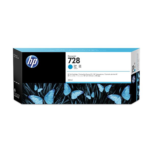 HP HP728 インクカートリッジシアン 300ml F9K17A 1個 鮮やかな蒼のインク、満たされる300ml HP728 シアンインクカートリッジ、あなたの
