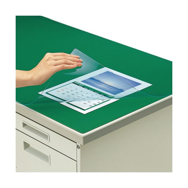 (まとめ）コクヨ デスク (テーブル 机) マット軟質（非転写）ダブル（下敷付） 1587×787mm グリーン マ-468NG 1枚【×3セット】 緑 送料