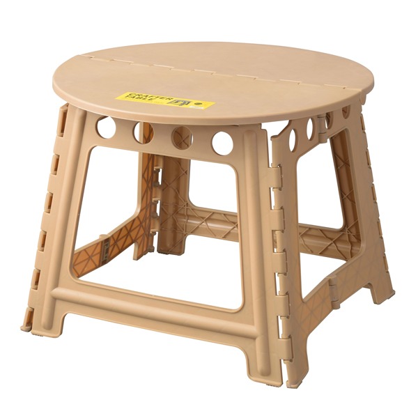 折りたたみテーブル ローテーブル 低い ロータイプ センターテーブル 幅58cm サークル 円形 (丸型 ラウンド) ベージュ 持ち運び便利 作業