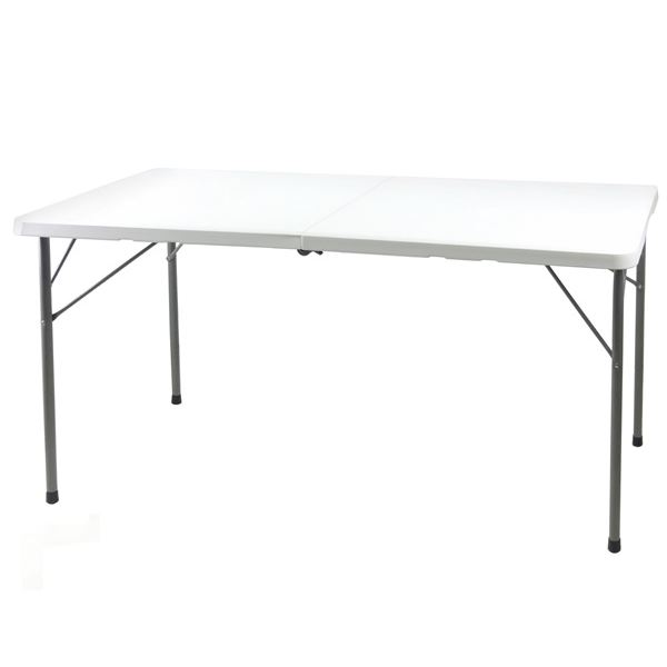 作業テーブル 机 アウトドアテーブル 約幅154×奥行70×高さ74cm 折りたたみ 強化プラスチック天板 金属 スチール キャンプ バーベキュー