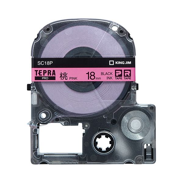 (まとめ) キングジム テプラ PRO テープカートリッジ パステル 18mm ピンク／黒文字 SC18P 1個 【×10セット】 送料無料