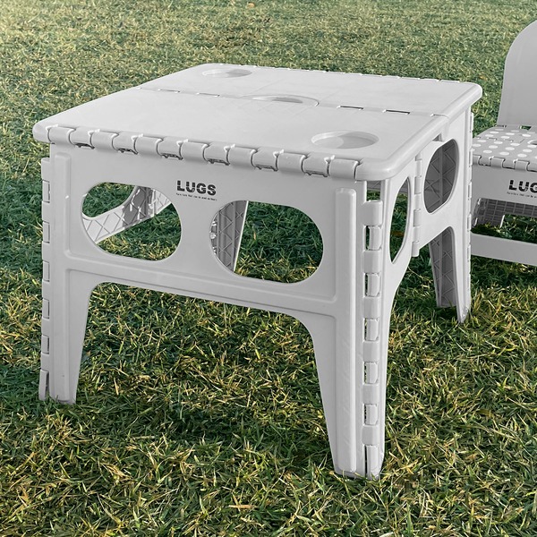 LUGS 折りたたみ式コンパクトテーブル 机 グレー 持ち運び便利な折りたたみテーブル 快適な使い心地とスタイリッシュなデザインで、ライ
