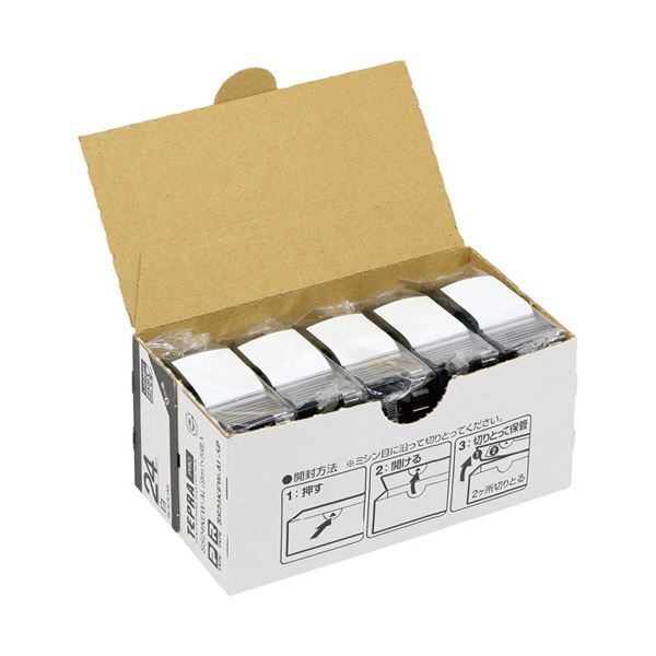 キングジム テプラ PRO テープカートリッジ しっかり貼れてはがせるラベル 24mm 白/黒文字 SS24KEW-AL-5P 1パック（5個） 送料無料
