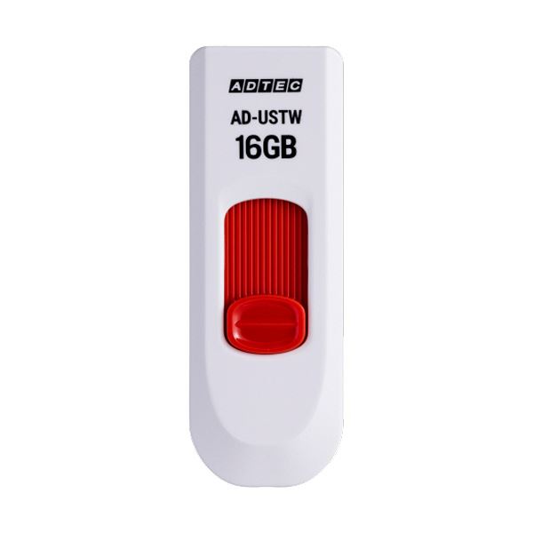 （まとめ）アドテック USB2.0スライド式フラッシュメモリ 16GB ホワイト/レッド AD-USTW16G-U2R 1個【×3セット】 白 赤 送料無料