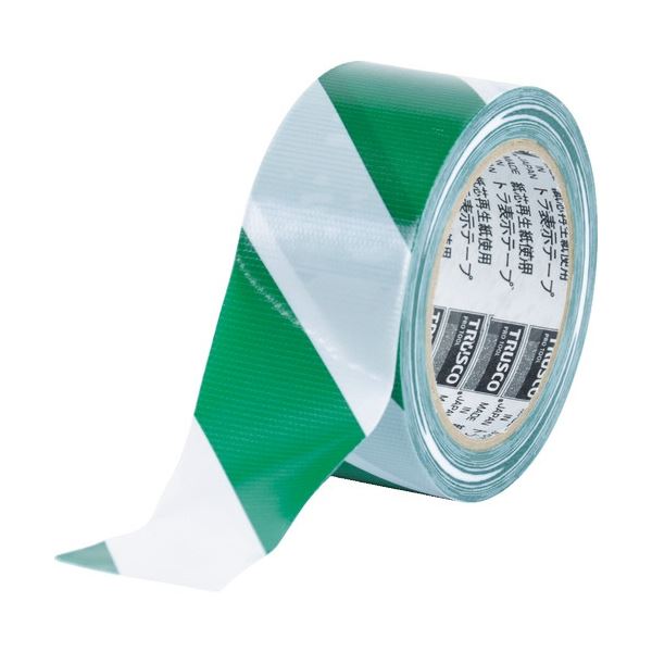 (まとめ) TRUSCO トラ表示テープ 幅50mm×長さ25m ホワイト/グリーン TRTR-5025WG 1巻 【×5セット】 白 緑 送料無料
