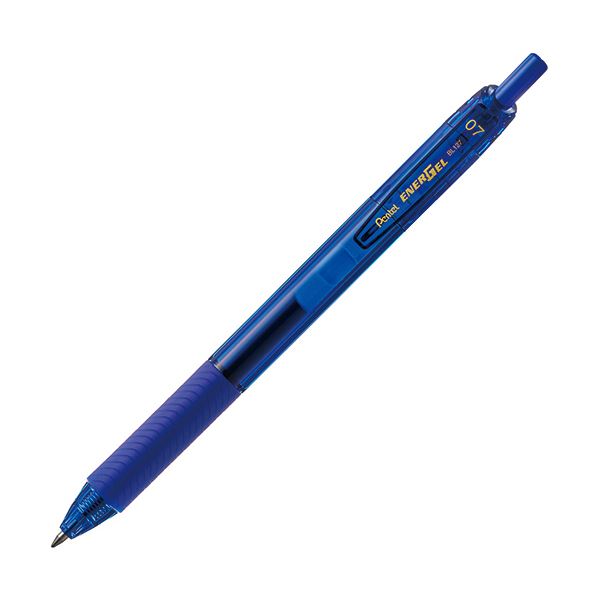 （まとめ）ぺんてる ゲルインキボールペン エナージェルエス 0.7mm 青 BL127-C 1セット（10本） 【×10セット】 瞬時に書き、瞬く間に乾