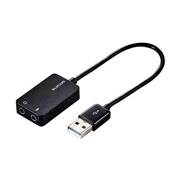 オーディオ変換アダプタ USB-φ3.5mm オーディオ出力 マイク入力 ケーブル 配線 付 15cm ブラック USB-AADC02BK 黒 送料無料