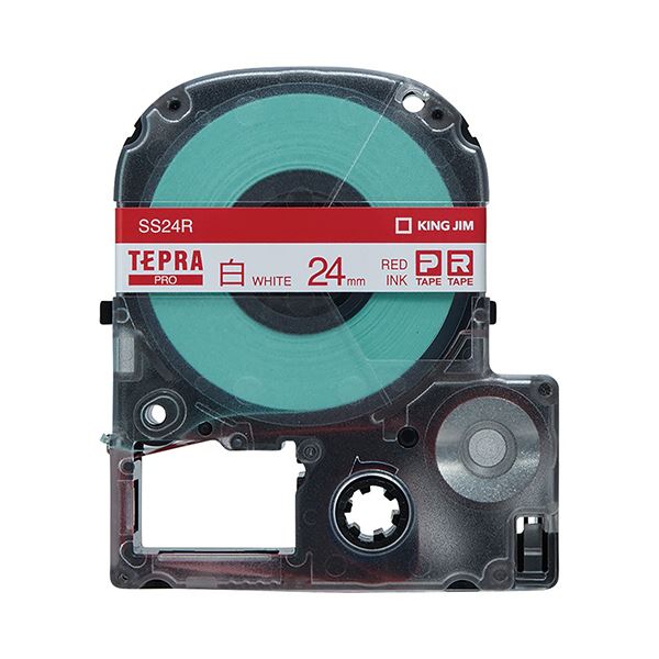 (まとめ) キングジム テプラ PRO テープカートリッジ 24mm 白／赤文字 SS24R 1個 【×10セット】 送料無料