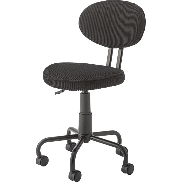 オフィス 事務用 チェア (イス 椅子) デスク (テーブル 机) チェア 幅43cm ブラック 回転式 キャスター 高さ調節 昇降機能 組立式 リビン