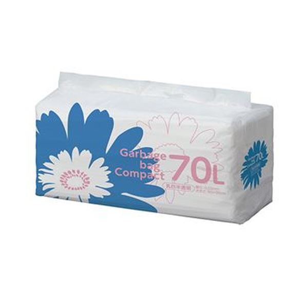 （まとめ）TANOSEE ゴミ袋 コンパクト乳白半透明 70L 1パック（50枚）【×10セット】 送料無料