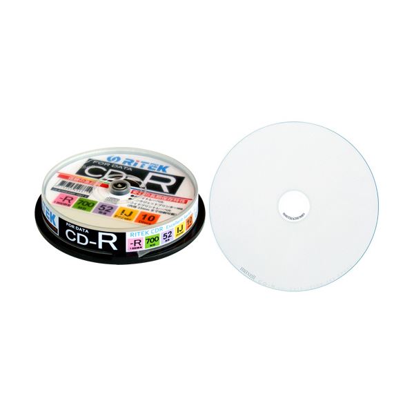 (まとめ) RITEK データ用CD-R 700MB1-52倍速 ホワイトワイドプリンタブル スピンドルケース CD-R700EXWP.10RT C1パック(10枚) 【×30セッ