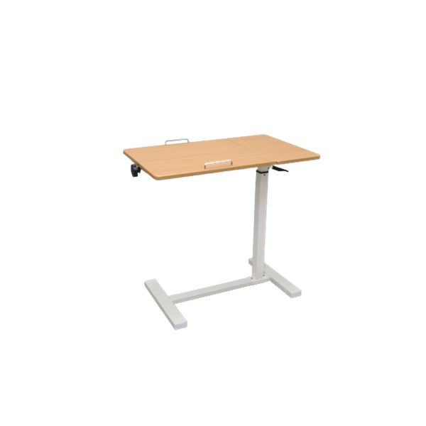 サイドテーブル エンドテーブル コーナーテーブル 小型 脇台 机 昇降式テーブル 約幅65cm ナチュラル 高さ調節 角度調整可 エアシリンダ