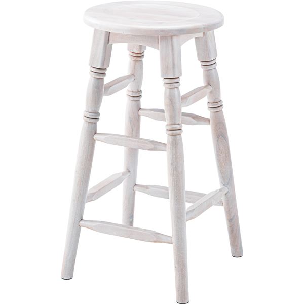 スツール イス バーチェア 椅子 カウンターチェア オットマン 足置き 幅33cm×奥行32cm×高さ45cm ホワイト 2脚セット オーバル形 木製