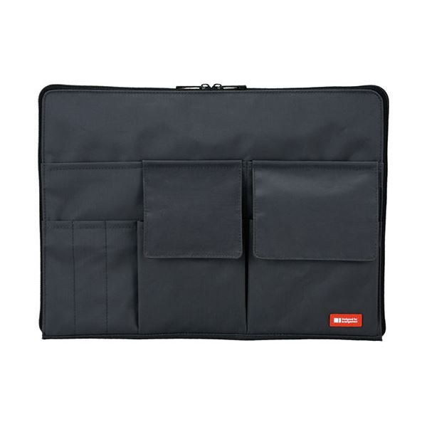 （まとめ）リヒトラブ バック・イン・バッグ A4黒 A-7554-24 1個【×5セット】 バッグの中をスッキリ整理 薄型でかさばらない、A4サイズ