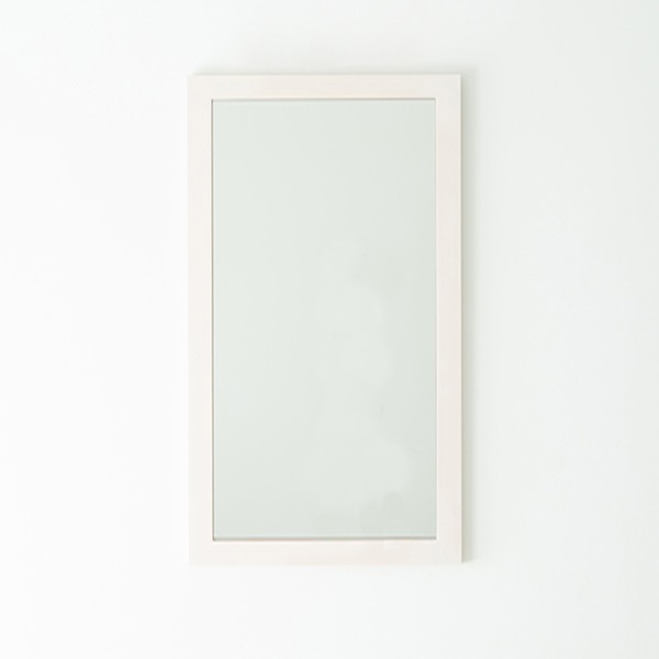 幅広枠ウォールミラー(60×108)(ホワイト/白) 天然木 /姿見鏡/ワイド/高級感/木製/飛散防止加工/壁掛け/北欧風/ヴィンテージ レトロ アン