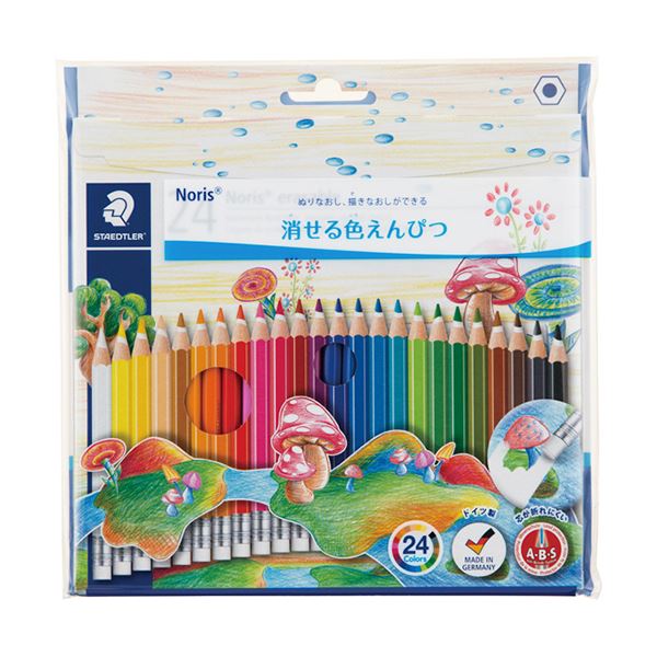 （まとめ） ステッドラー ノリスクラブ 消せる色鉛筆24色 144 50NC24 1セット 【×5セット】 色鉛筆で描いた夢、消しゴムでリセット 鮮や