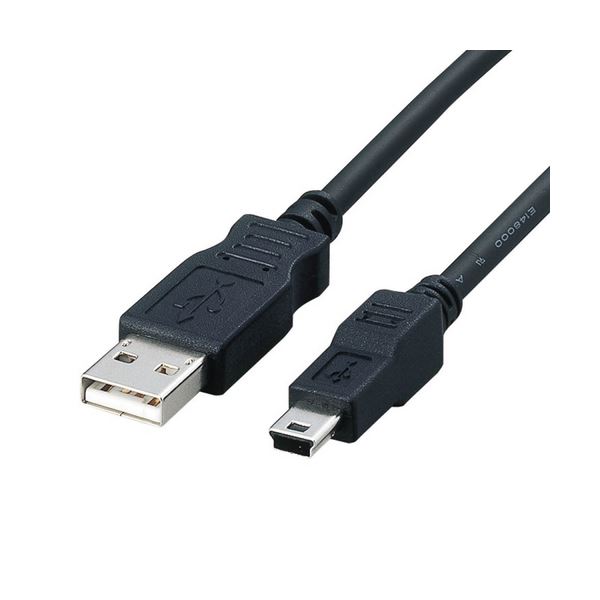 (まとめ) フェライトコア内蔵USB2.0対応ケーブル 配線 (A)オス-mini(B)オス ブラック 1.8m USB-FSM5181本 【×10セット】 黒 送料無料