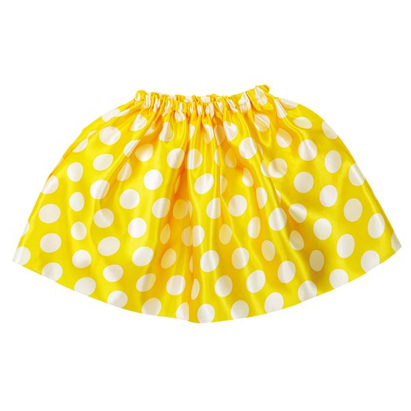 （まとめ）水玉ソフトサテンスカート 黄 【×10個セット】 華やかな黄色の水玉柄が魅力のソフトサテンスカート 10個セットでお得にGET 送