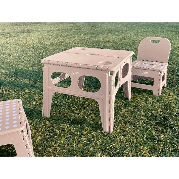 LUGS 折りたたみ式コンパクトテーブル 机 ＆チェア (イス 椅子) 2点セット ピンク 送料無料