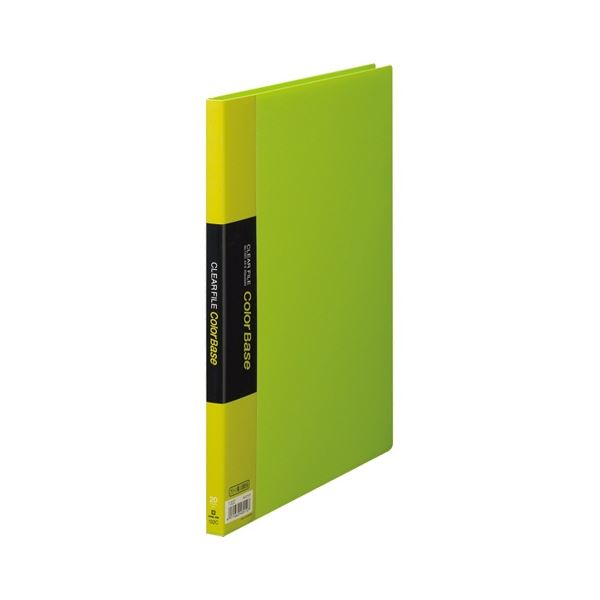 キングジム クリアーファイル カラーベース A4タテ 20ポケット 背幅14mm 黄緑 132C 1セット(10冊) 送料無料