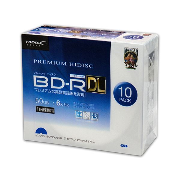 （まとめ）PREMIUM HIDISC BD-R DL 1回録画 6倍速 50GB 10枚 スリムケース 【×10個セット】 HDVBR50RP10SCX10 送料無料
