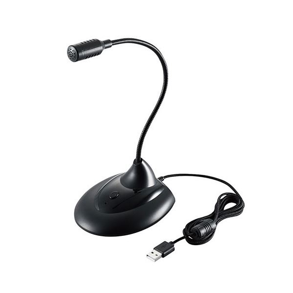 スタンドマイク フレキシブルアーム ミュートボタン USB LED表示 通話 ブラック WEB会議 PS4/5 Nintendo Switch HS-MC07UBK 黒