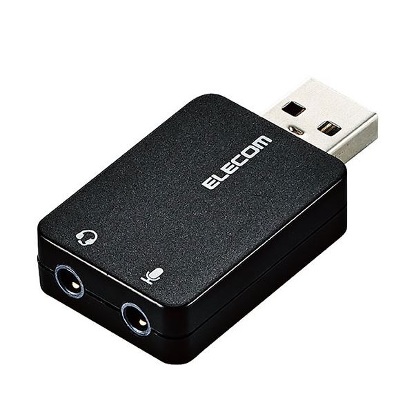 【5個セット】 オーディオ変換アダプタ USB-φ3.5mm オーディオ出力 マイク入力 直挿し コンパクト ブラック USB-AADC01BKX5 黒 送料無料