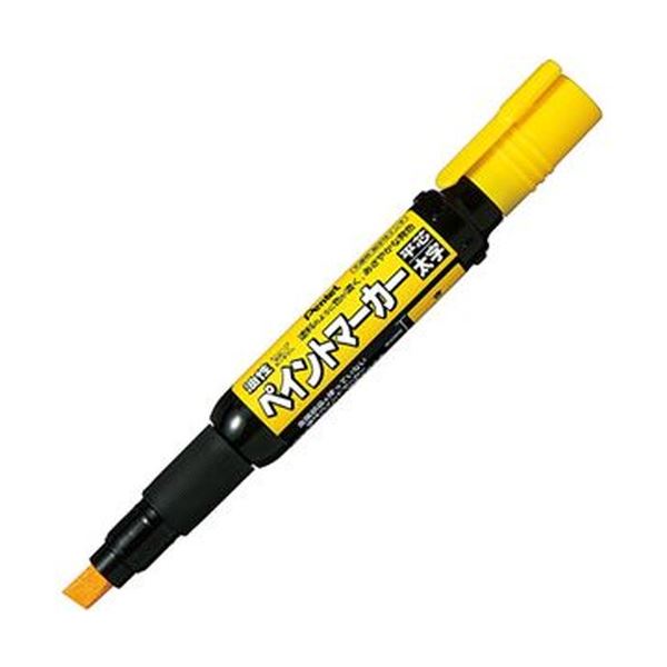 （まとめ）ぺんてる 油性ペン ペイントマーカー太字 黄 MWP30-G 1セット（10本）【×5セット】 鮮やかな発色で、塗料のような濃密な色彩