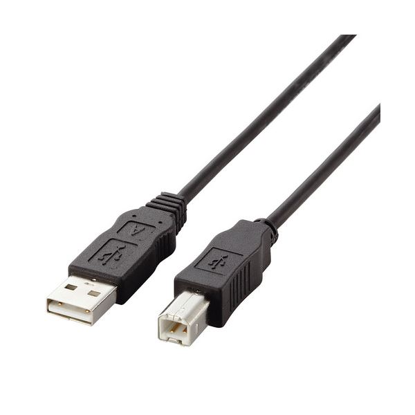 (まとめ) TANOSEE 簡易包装USBケーブル 配線 （A）オス-（B）オス ブラック 5.0m 1本 【×10セット】 黒 送料無料