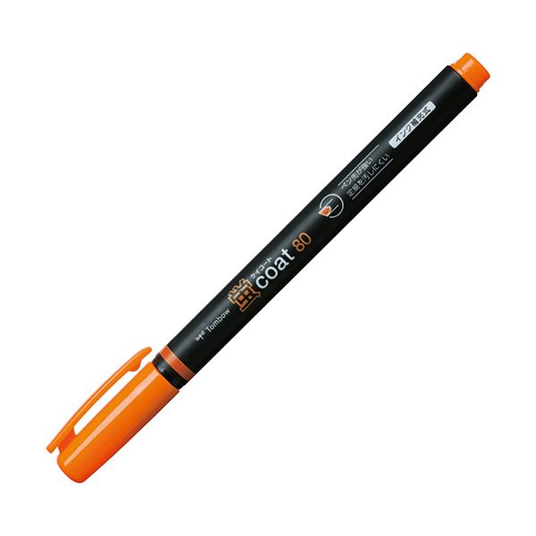 （まとめ） トンボ鉛筆 蛍コート80 だいだいいろWA-SC93 1セット（10本） 【×5セット】 線を引くのに便利な詰替え式ペン先 汚れずに正確