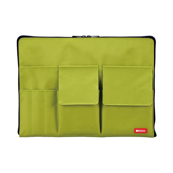 (まとめ) リヒトラブ(LIHITLAB) バッグ イン バッグ A4 黄緑 A-7554-6 【×3セット】 A4サイズの黄緑バッグ、あなたのバッグの中でバッグ