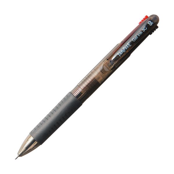 (まとめ) TANOSEEノック式ゲルインク3色ボールペン （軸色 ブラック） 1本 【×50セット】 黒 送料無料