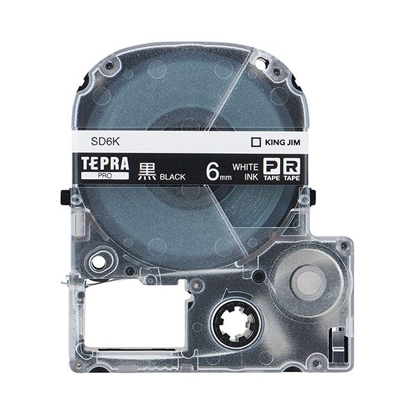 (まとめ) キングジム テプラ PRO テープカートリッジ ビビッド 6mm 黒／白文字 SD6K 1個 【×10セット】 送料無料